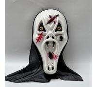 KRJGOERG Halloween Scary Screaming Ghost Face Mask, NPC Funny Prank Scare Headgear, Party Ball Costume Prop