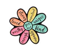 KRJGOERG Inspirational Quote Enamel Pin Motivational Flower Brooch Pines Lapel Pins Reminder Badge Clothes Accessories Jewelry Gift