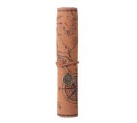 KRJGOERG Leather Roll-Up Pouch W/Embossed Buckle Vintage Treasure Map Pencil Case Large Capacity School Office Organizer