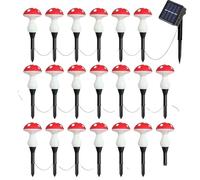 KRJGOERG Solar Panel Mushroom Fairy String Light, Waterproof Outdoor Garden Decor Night Lamp, Yard and Pathway Lawn Lighting Accessory