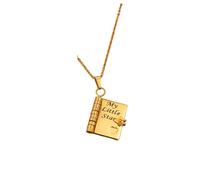 KRJGOERG Stainless Steel My Little Star Engrave Book Pendant Necklace for Daughter Love Opening and Closing Book Women's Sweater Chain