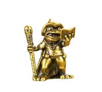 KRJGOERG Vintage Brass Frog Wizard Statue Frog Holding A Magic Wand Ornament Small Animal Figurines Home Office Decoration Car Ornaments