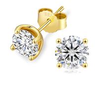 KRKC 0.6-3ct Moissanite Stud Earrings, Lab Created Diamond Stud Earring for Women, D Color VVS1, S925 Sterling Silver, Hypoallergenic,14K White Gold, Jewelry Gifts for Women (14K Gold, 5mm(1.0ct))