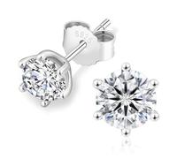 KRKC 0.6-3ct Moissanite Stud Earrings, Lab Created Diamond Stud Earring for Women, D Color VVS1, S925 Sterling Silver, Hypoallergenic,14K White Gold, Jewelry Gifts for Women