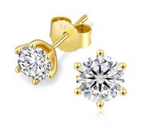 KRKC 0.6-3ct Moissanite Stud Earrings, Lab Created Diamond Stud Earring for Women, D Color VVS1, S925 Sterling Silver, Hypoallergenic,14K White Gold, Jewelry Gifts for Women