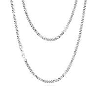 KRKC 14K White Gold Chain Necklace for Men, Flat Diamond-Cut Miami Cuban Link Curb Chain for Men, Hip-Hop Anti-Allergies 2 3 4 5mm 18 20 22 24Inch (4mm-White Gold, 20in)