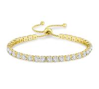 KRKC Adjustable Tennis Bracelet for Women, Cubic Zirconia, 14K White Gold Plated, Elegant Gift for Her, CZ Bracelet for Wife, Birthday & Mother's Day Jewelry with Gift Box