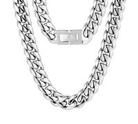 KRKC&CO Cuban Link Chain, 18K Gold Plated, Men's Gold Chain Men's Necklace Chains, 8mm 10mm 12mm Hip Pop Miami Cuban Chain Thick Curb Chains