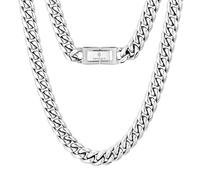 KRKC&CO Cuban Link Chain, 18K Gold Plated, Men's Gold Chain Men's Necklace Chains, 8mm 10mm 12mm Hip Pop Miami Cuban Chain Thick Curb Chains