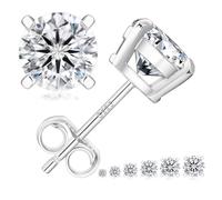 KRKC&CO Moissanite Earrings, Brilliant Round Cut Diamond Stud Earrings For Women Men, 14K Gold, 1-3 Carats, D Color VVS1 Simulated Diamond 925 Sterling Silver Solitaire Earrings