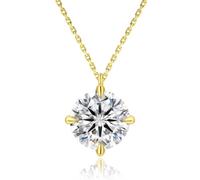 KRKC&CO Moissanite Necklace for Women, 0.5-4CT Diamond Pendant in 14K/White Gold, Sterling Silver Lab Created Solitaire, Adjustable 18+2 inches Jewelry (14K Gold, 9.0 mm丨3.00 Carat)
