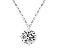 KRKC&CO Moissanite Necklace for Women, 0.5-4CT Diamond Pendant in 14K/White Gold, Sterling Silver Lab Created Solitaire, Adjustable 18+2 inches Jewelry (White Gold, 5.0 mm丨0.50 Carat)
