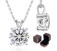 KRKC&CO Moissanite Necklace for Women, Sterling Silver Lab Created Solitaire 0.5-4CT Diamond Pendant in 14K/White Gold, Adjustable 18+2 inches Chain Jewelry for Her (White Gold, 9.0 mm丨3.00 Carat)