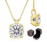 KRKC&CO Moissanite Necklace for Women, Sterling Silver Lab Created Solitaire 0.5-4CT Diamond Pendant in 14K/White Gold, Adjustable 18+2 inches Chain Jewelry