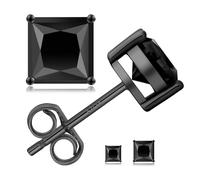 KRKC&CO Moissanite Studs Earrings for Women Men, Lab Created Princess Cut Diamond White Gold Plated Earring with Gift Box, 925 Sterling Silver D Color VVS1, 0.6ct-2ct Brilliant Jewelry For Her