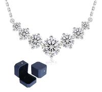 KRKC Moissanite Pendant Necklace for Women, 1.7CT/2.8CT/5CT Lab Created Diamond Necklace Gift for Her, S925 Sterling Silver Chain White Gold, Birthday Gifts for Wife Mum (White Gold, 5 Carats)