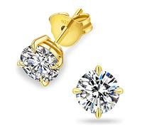 KRKC Moissanite Stud Earrings Diamond for Women, Sterling Silver with D Color VVS1 Clarity Diamond, White Gold Women Gift Mum Girls Wife Anniversary, 1.6 Carat/ Pair