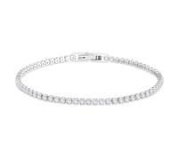 KRKC White Gold Classic Cubic Zirconia Tennis Bracelet for Women Men, Silver Diamond CZ Bracelets, 3mm 4mm Jewellery, 6.5-7.5 Inch, Gift for Girlfriend Wife Mom Birthday (2mm-White Gold, 6.5in)