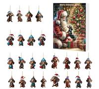 Krmoau Advent Calendar - 24 Days Dachshund Pendant Christmas Calendar | 2D Cute Home Decoration | For Adults Children Teenagers December Trees Fireplace Party Door Entrance