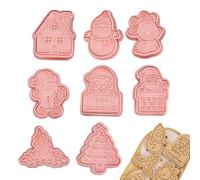 Krmoau Christmas Cookie Cutter, 8 Pieces, Squeezable Dough Mould, Kitchen Fudge Cutting Moulds, for Baking Beginners, Holiday Beginners, Party Planner, Craft Lovers, Individuals