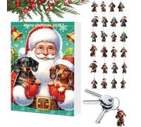 Krmoau Christmas Countdown Calendar, 24 Days Dachshund Pendant Christmas Calendar, 2D Cute Home Decoration, for Adults, Children, Teenagers, December, Trees, Fireplace, Party, Door, Entrance