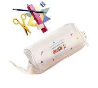 Krmoau Cute Pencil Case - Bear Pencil Case Cute Pencil Case - Pen Case for Stationery Marker Makeup Brush Students Teenagers School Universe Travel, cream-coloured, see description, See description