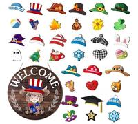 Krmoau Door Welcome Sign, Transformable Highland Cow Welcome Sign Set, Rustic Home Accessory for Autumn, Christmas, Halloween, Office, Bedroom