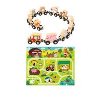Krmoau Farm Train Set, Mobile Role Play Toy with Numbers, Educational Learning Toy for from 18 Months with Vehicles for and Girls