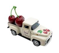 Krmoau Farm Truck Decoration, Miniature Truck with 3 Artificial Fruits, Decorative Vehicle for Table Centre, Shelf Display, Kitchen Decoration, Holiday Home in Country House Style