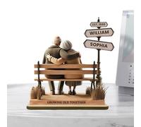 Krmoau Get Old Together Figures, Wooden Figure Get Old Together, Symbol For Timeless Love, Romantic Wooden Jewellery For Wife, Husband, Friends & Father