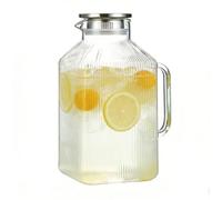 Krmoau Glass Jug with Lid | Clear 3.8 Litre Large Capacity | Drinks, Coffee and Jug Dispenser | Suitable for Cold Water, Juice, Homemade Drinks, Coffee and