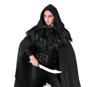 Krmoau Hooded Cape, Renaissance Costume Cape with Hood - Unisex Cape Coat Accessory for Women Men Medieval Witch Costume