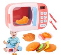 Krmoau Microwave, Toddler Play Kitchen Food Toy with Light and Sound, Interactive Game Microwave with Timer for Role Play, for Preschool Girls, , Nursery and