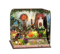 Krmoau Miniature House Construction Kit, Handmade Small House, Decorative Craft Set for Bookstore, Library, Holiday, Classroom, Bookshelf, Display, Bedroom, Living Room, Home