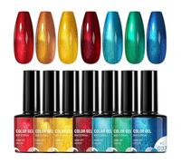 Krmoau Rainbow Gel Polish - Decorative Nail Polish Gel with Glitter Effect Manicure Set 7 Pieces for Women Girls Salon and Performances