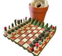 Krmoau Roll Up Cactus Chess Game, 32-Piece Cactus Chessboard Set, 3D Magnetic Folding Chessboard, Portable Chess Board Decoration for Travel, Adults, Beginners, Home, Office, Birthday