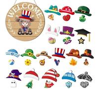 Krmoau Welcome Sign, Interchangeable Magnetic Welcome Sign for Front Door, Rustic Home Accessory for Autumn Christmas Halloween Office Bedroom