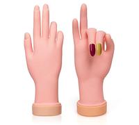 krofaue 2 Pack Right Hands Practice Nail Tips Art Trainer Training Hand Tool Flexible Bendable Movable Fake Mannequin Manicure Tool