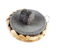 KROGHIN Small Size 6in/15cm Granite Grinder Mortar and Pestle Set Stone Plate Set for Spice and Salt on Camping Primitive Lava Dish