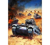 Krogman War WWII UK Desert Tank Battle Painting Large Wall Art Poster Print Thick Paper 18X24 Inch