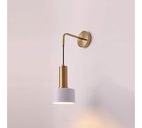 KROLE Nordic Style Wall Light E27 Metal Wall Mounted Pendant Light Adjustable Modern Simple Indoor Wall Lamp for Bedroom Bedside Lamps,White+Warm White-5W