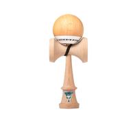 KROM - Kendama Pro Pop Natural Wood Look - Japanese Bilboquet - Wooden Toy for Adults and Children - Pack: Spare String + Free Stickers