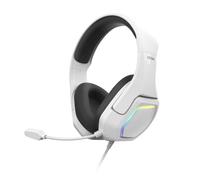 KROM KOPA 7.1-50mm headphones with virtual 7.1 sound, RGB rainbow lighting, integrated volume control and microphone, adjustable and lightweight headband, USB connection, White