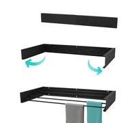 KROMS Wall drying rack Full Color Black 80 cm - 4 m Drying length - In rill Mould - Drying rack Foldable - Clothes rack Hanging - Fold-out - Wall - Hanging, DR80Z