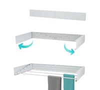 KROMS Wall drying rack Full Color White 80 cm - 4 m Drying length - Incl. Drill Mould - Drying rack Foldable - Clothes rack Hanging - Fold-out - Wall - Hanging, DR80W
