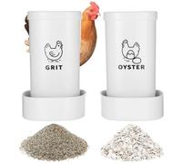 Kronabelle 2 Chicken Grit and Oyster Shell Feeders, 7.68 in Auto Hanging, Wide Trough for Multiple Fowls, Coop-Ready Plastic Feeder