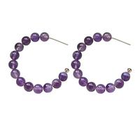 Kronabelle 2 Pcs Round Amethyst Crystal Bead C Earrings For Women, Handcrafted Jewelry, Gift
