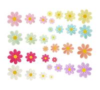 Kronabelle 32 Pcs Daisy Flower Iron On Patches, Assorted Sizes, Cute Colorful Flower Embroidered Applique for Clothing, Textile, Jeans, Jackets, Backpacks, Crafts, DIY Accessories