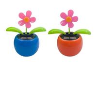 Kronabelle 4 Pcs Blossom Bobble Head, Solar Powered Dancing Car Flowers, Dashboard Decorations, Doll Ornaments, Orange & Blue Themes