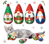 Kronabelle 4-Piece Santa Catnip Toys, Christmas Cat Chew Toys with Crinkle Paper, Cozy Playtime and Dental Gifts for Cats